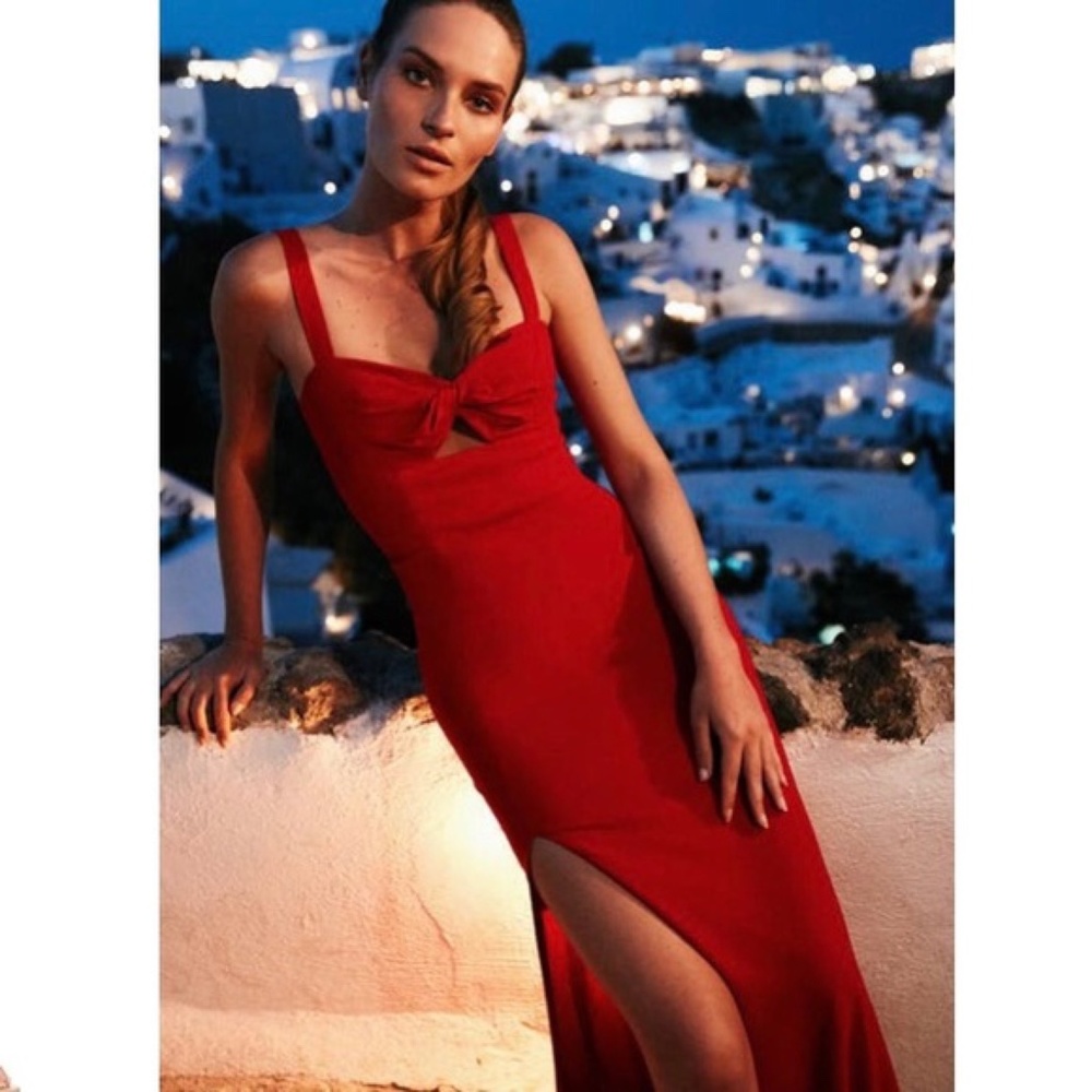 NWOT Dress The Population Brooke Twisted Front Hi Slit Gown, Medium - Picture 2 of 12